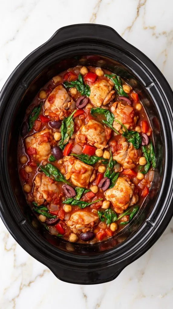 Crockpot Mediterranean Chicken and Chickpeas