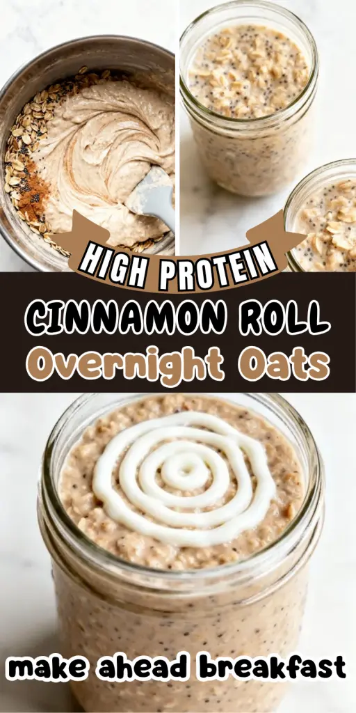 High Protein Cinnamon Roll Overnight Oats