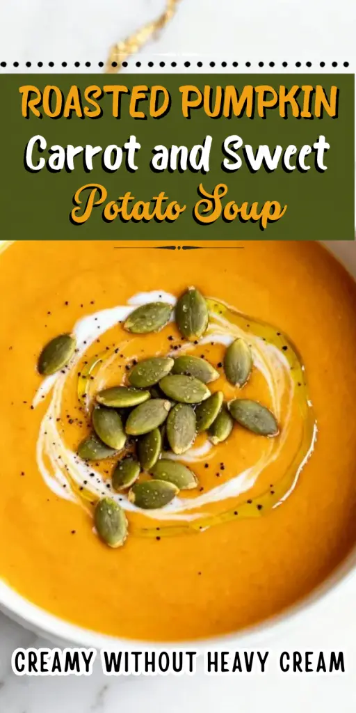 Roasted Pumpkin, Carrot, and Sweet Potato Soup