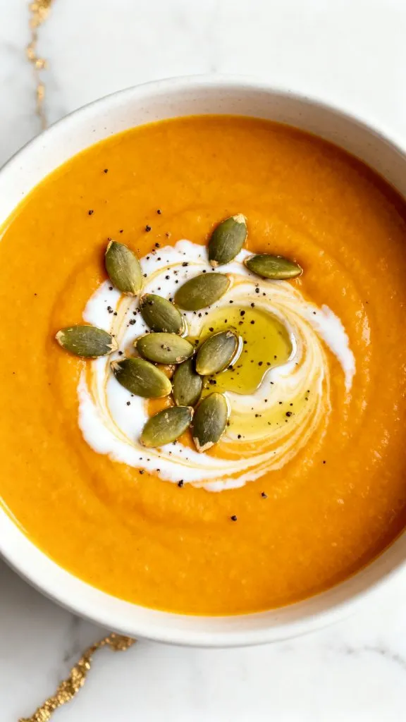 Roasted Pumpkin, Carrot, and Sweet Potato Soup