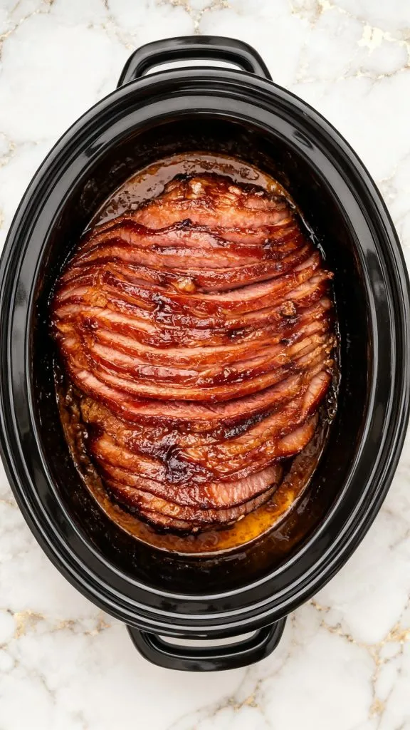 Slow Cooker Apple Glazed Ham