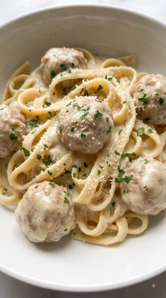Crockpot Creamy Alfredo Meatballs