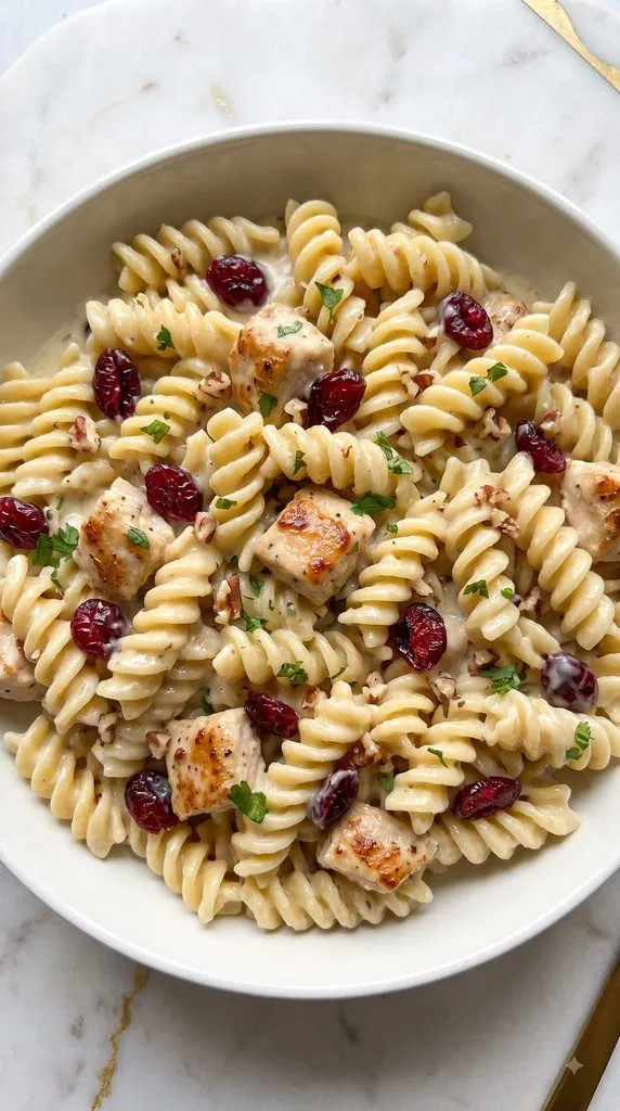 Cranberry Chicken Pasta with White Cheddar