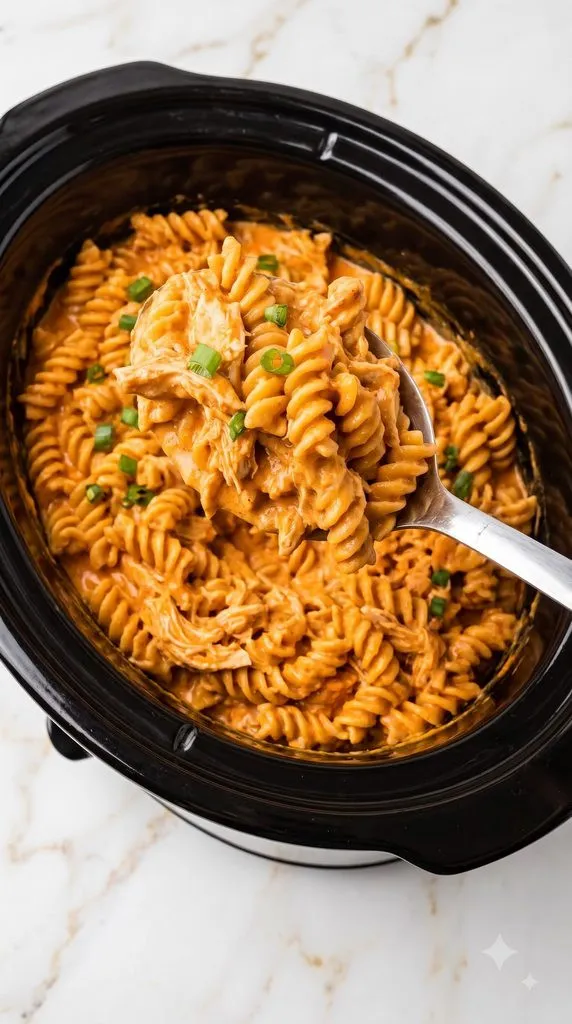Crockpot Buffalo Chicken Pasta