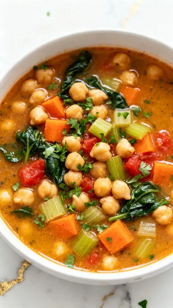 Mediterranean Chickpea and Spinach Soup