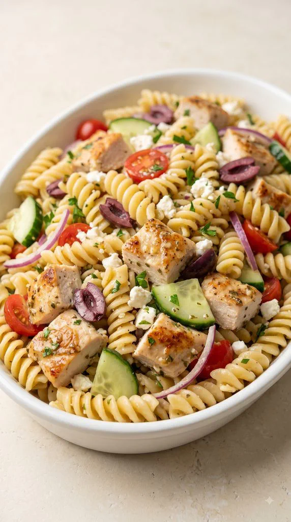 Mediterranean Chicken Pasta Salad