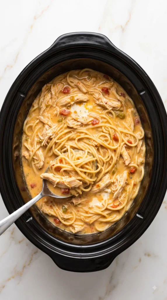 Crockpot Chicken Spaghetti