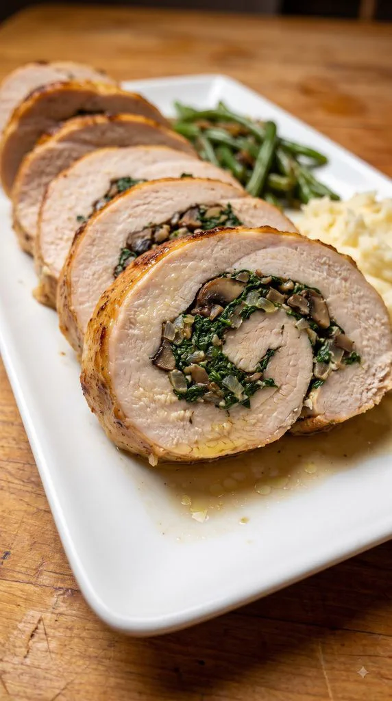 Spinach and Mushroom Stuffed Turkey Breast