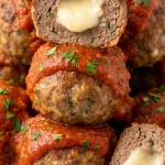 Air Fryer Mozzarella Stuffed Meatballs — 01 stacked cheese center