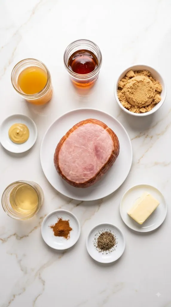 Ingredients for Apple Cider & Maple Glazed Ham