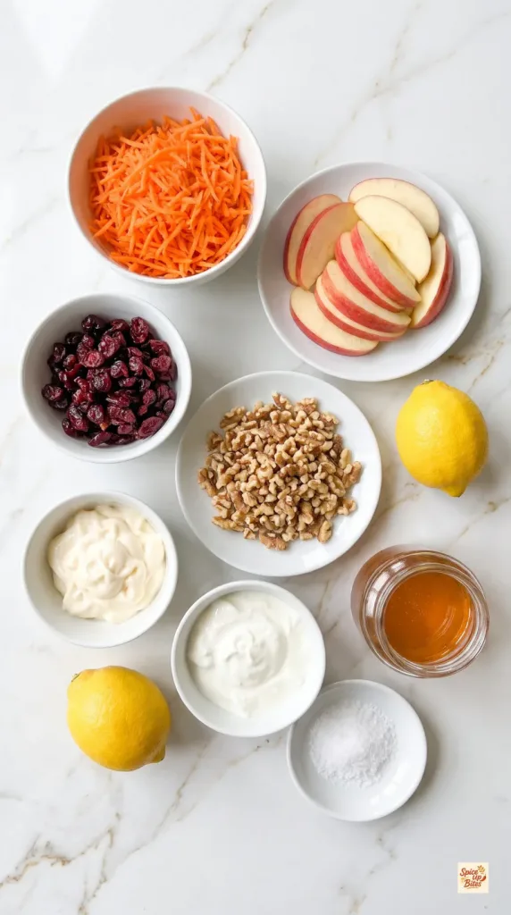 Ingredients for Apple Cranberry Carrot Salad