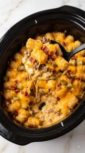 Bacon Cheeseburger Crock Pot Tater Tot Casserole