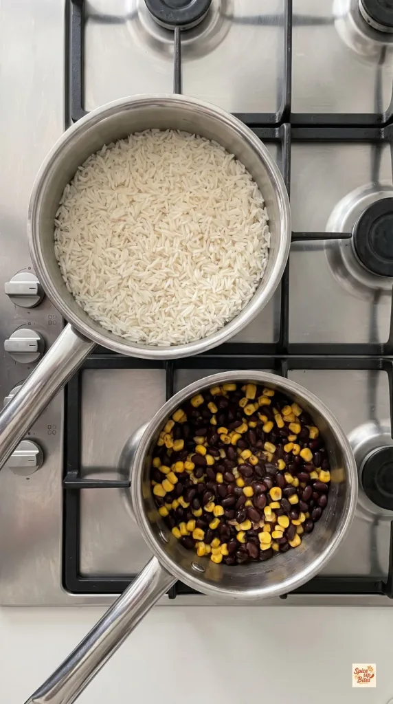 Step 3: Cook the Rice and Warm the Beans