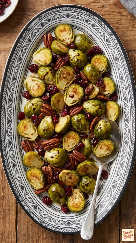 Balsamic Roasted Brussels Sprouts (with Cranberries and Pecans)