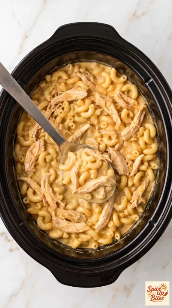 Crockpot Buffalo Chicken Mac and Cheese — hero