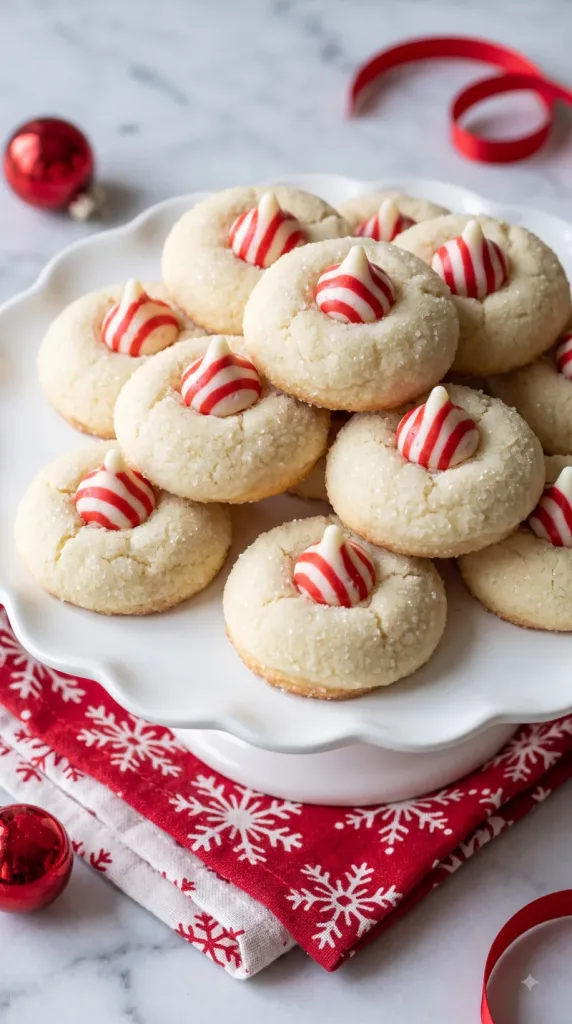 Candy Cane Kiss Cookies