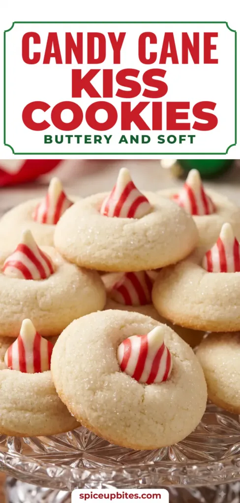 Buttery Candy Cane Kiss Cookies With a Sugar Coating