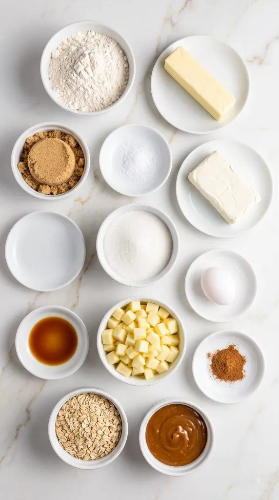 Ingredients for Caramel Apple Cheesecake Bars