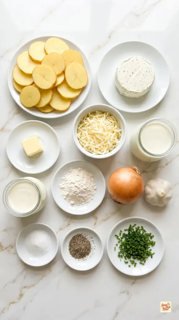 Ingredients for Cheesy Boursin Scalloped Potatoes