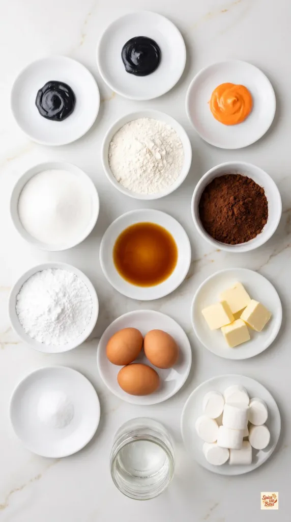 Ingredients for Christmas Snowman Brownies
