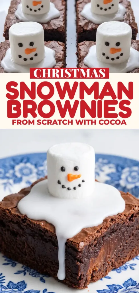 Christmas Snowman Brownies Made from Scratch with Cocoa