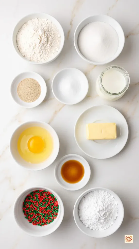 Ingredients for Christmas Sugar Cookie Rolls