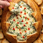 Christmas Tree Spinach Artichoke Dip Bread Bowl