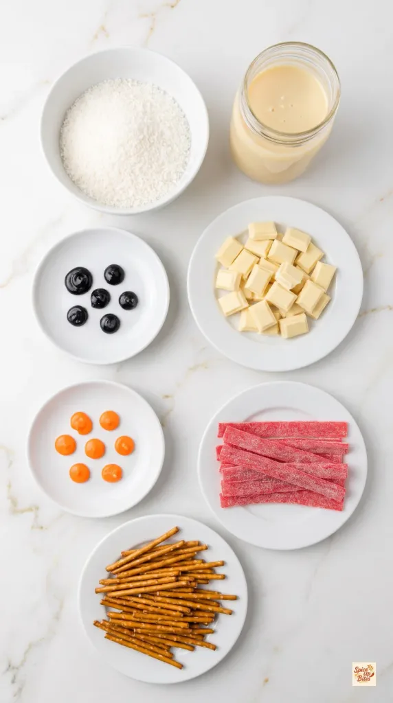 Ingredients for Coconut Snowman Balls