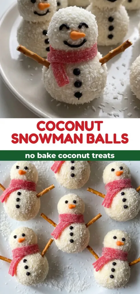 No Bake Coconut Snowman Balls for Christmas