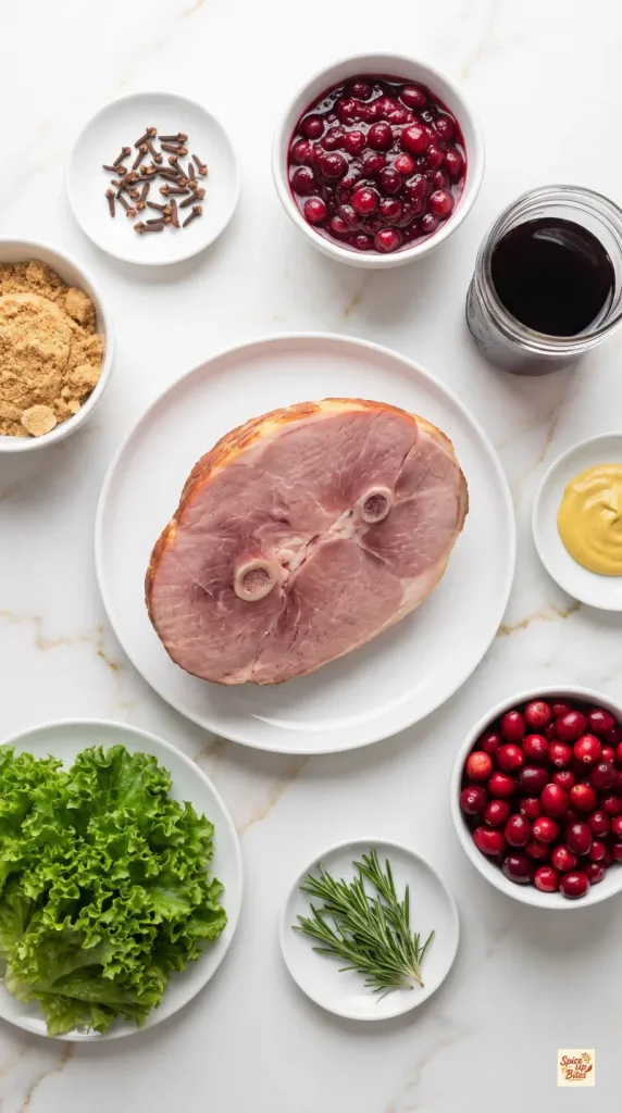 Ingredients for Cranberry Burgundy Glazed Ham