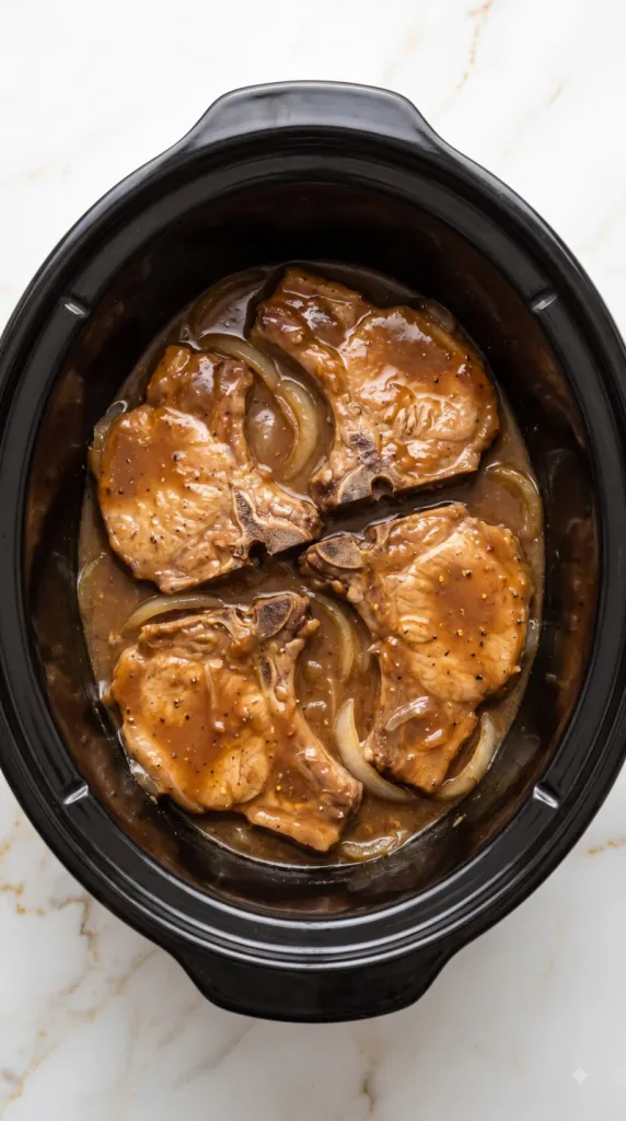 Crockpot Apple Butter Pork Chops