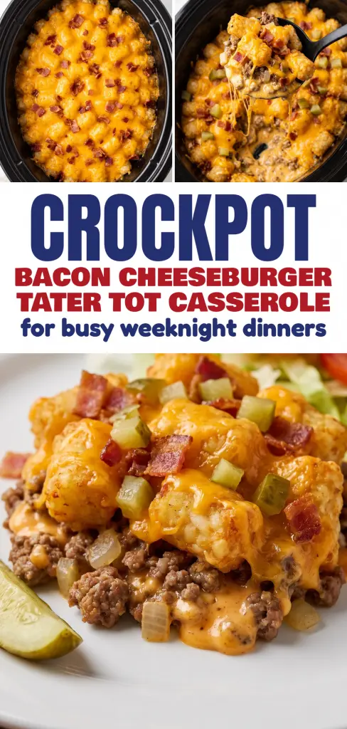 Crockpot Bacon Cheeseburger Tater Tot Casserole That Cooks While You Work