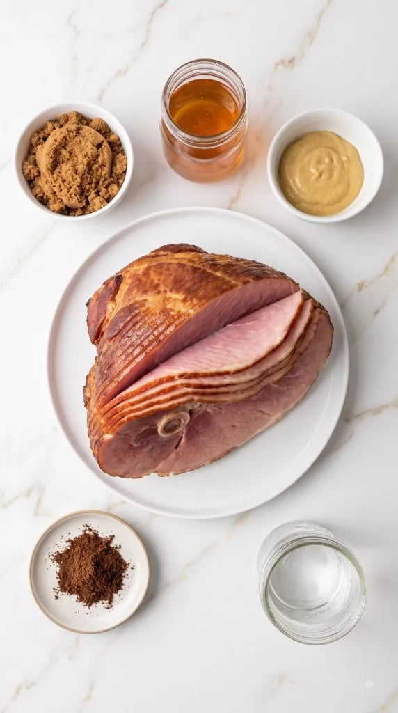 Ingredients for Crockpot Brown Sugar and Honey Glazed Ham