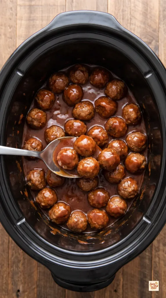 Crockpot Brown Sugar Bourbon Meatballs