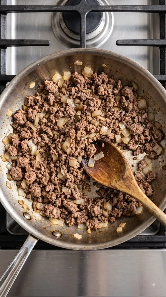 Step 1: Brown the Beef and Onion