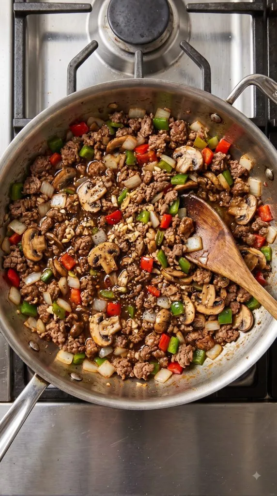 Step 2: Cook the Peppers and Mushrooms