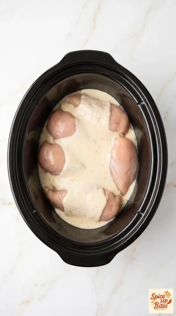 Step 1: Add the Chicken and Sauce