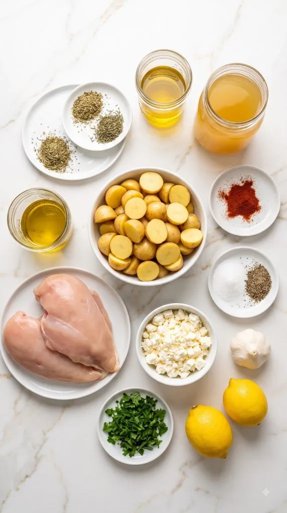 Ingredients for Crockpot Greek Lemon Chicken