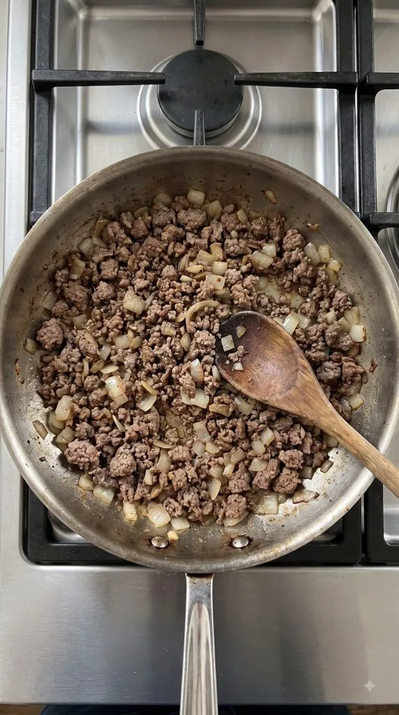 Step 1: Brown the Beef and Onion