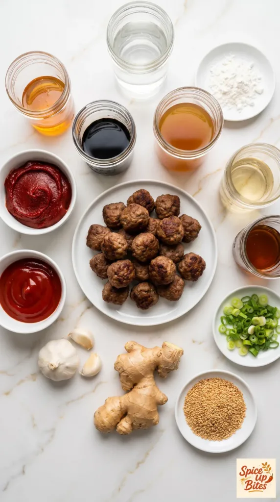 Ingredients for Crockpot Korean Gochujang Meatballs