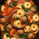 Crockpot Meatballs and Tortellini Soup
