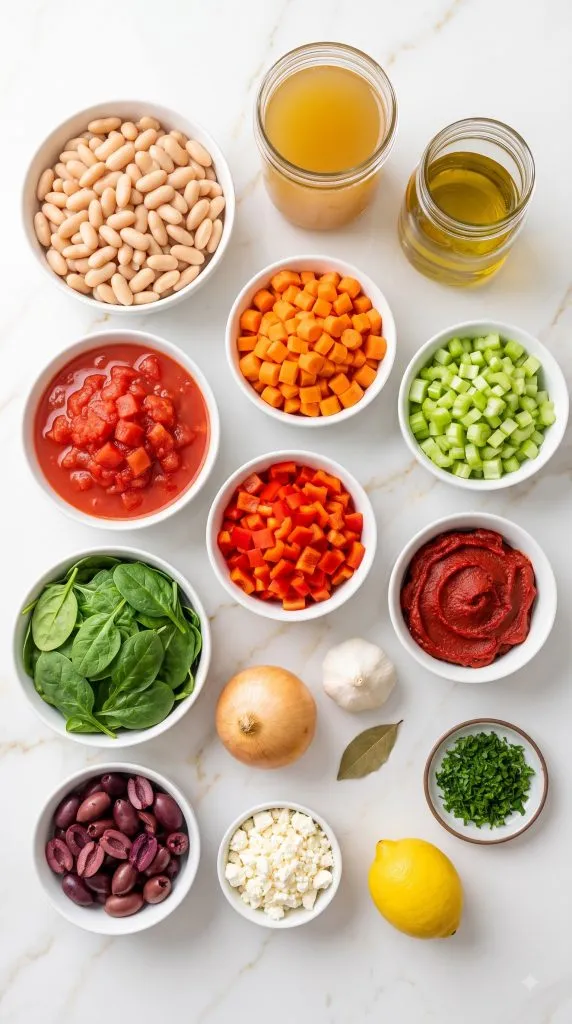 Ingredients for Crockpot Mediterranean White Bean Stew
