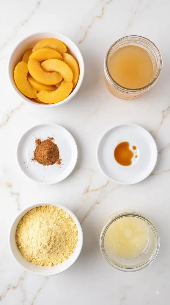 Ingredients for Crockpot Peach Cobbler Dump Cake