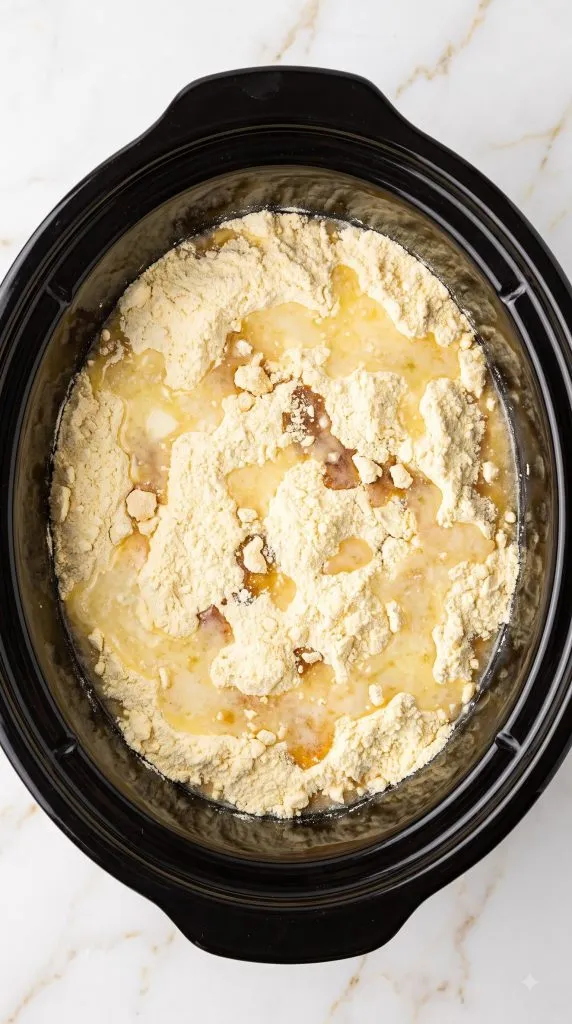 Step 2: Layer the Cake Mix and Butter