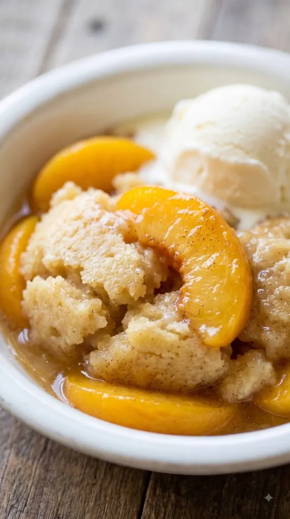 Why this Crockpot Peach Cobbler Dump Cake works