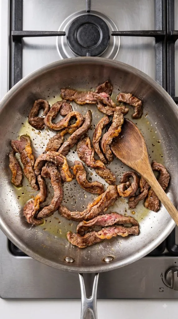 Step 1: Sear the Shaved Beef