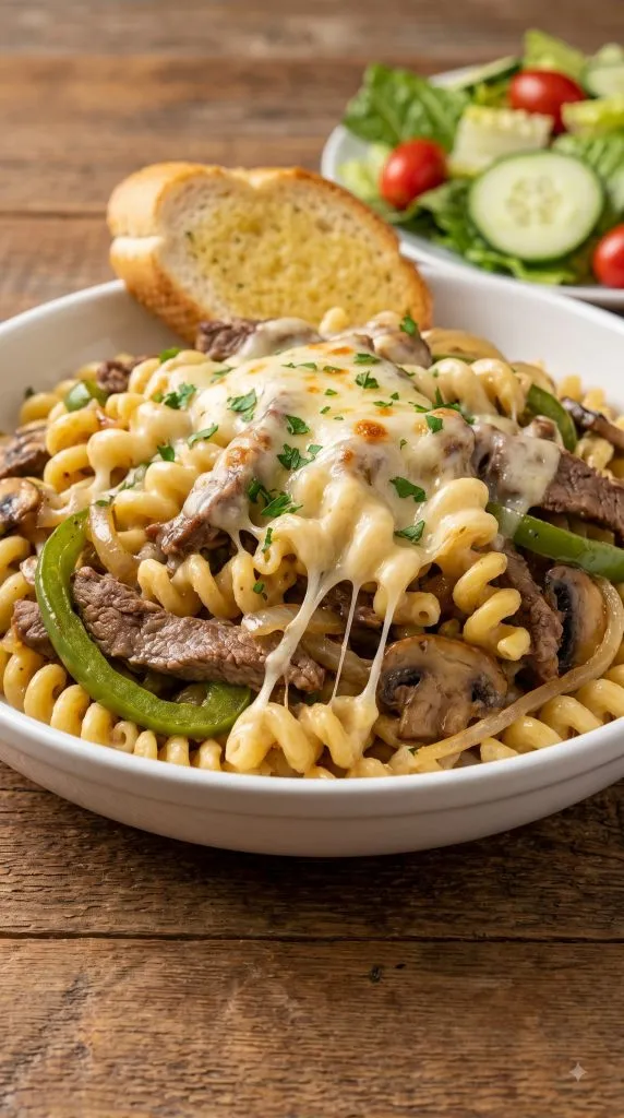 Why this Crockpot Philly Cheese Steak Pasta Casserole works