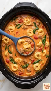 Crockpot Sausage Tortellini Soup