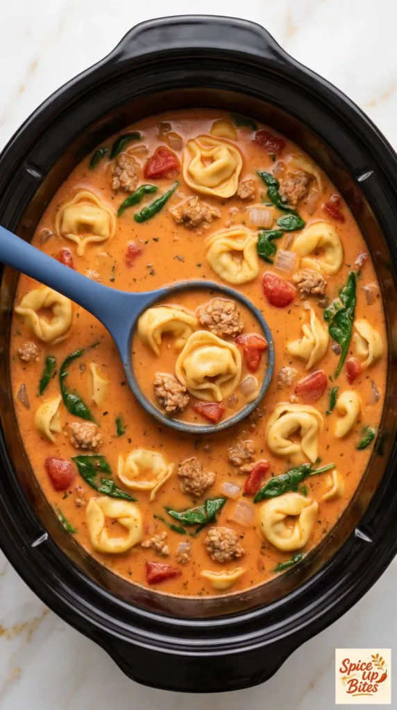 Crockpot Sausage Tortellini Soup