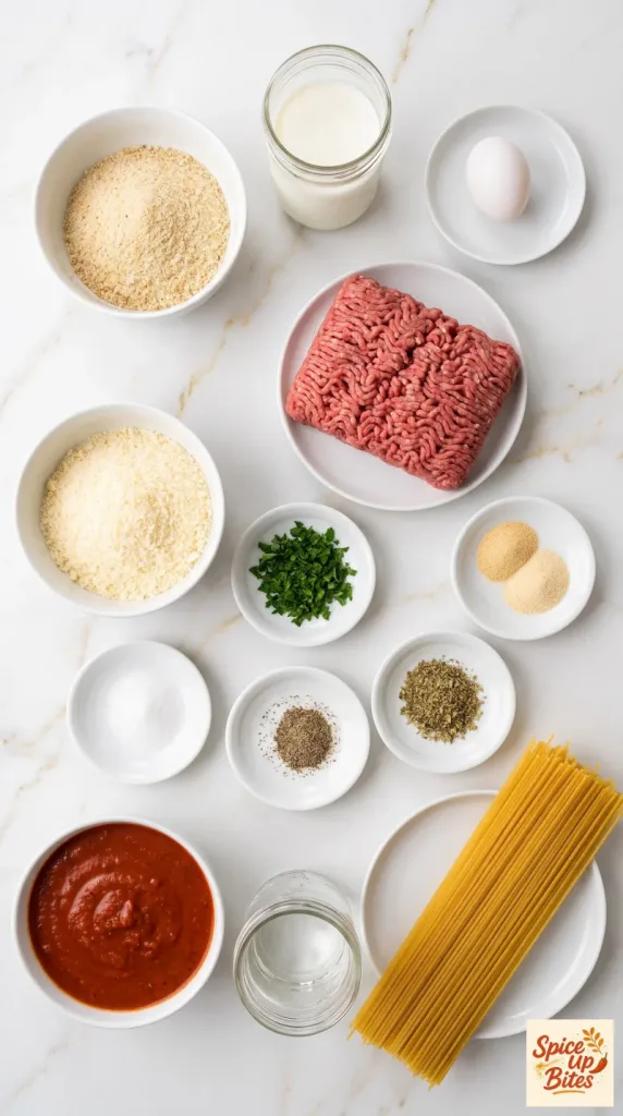 Ingredients for Crockpot Spaghetti and Meatballs